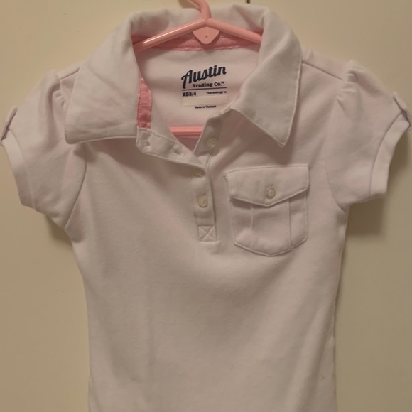 Austin Trading Co White Girls Polo Shirt - Picture 1 of 2